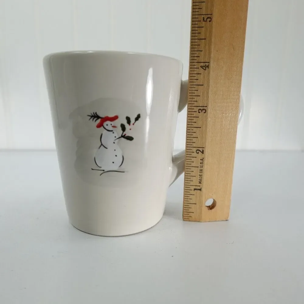 Williams Sonoma Mug Cream White Snowman Holiday Ceramic
